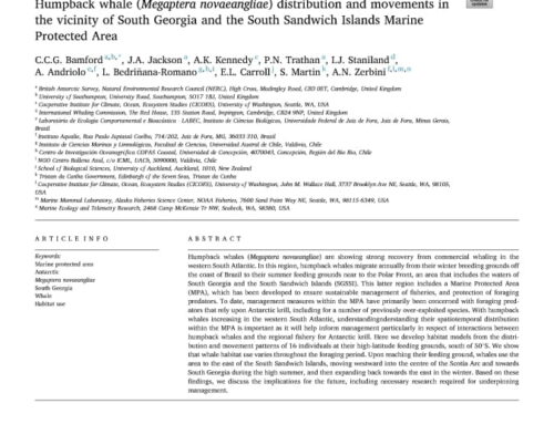 Humpback whale (Megaptera novaeangliae) distribution and movements in the vicinity of South Georgia and the South Sandwich Islands Marine Protected Area