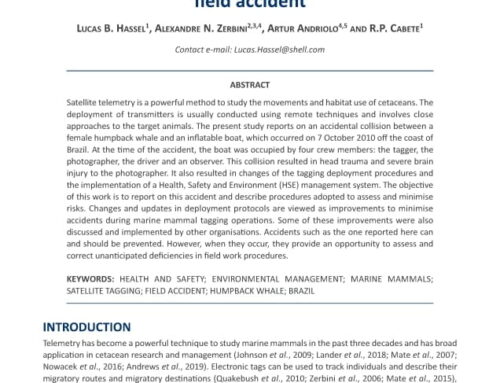 Example of applying a Health, Safety and Environment management system in cetacean research: Case study from a satellite tagging field accident.